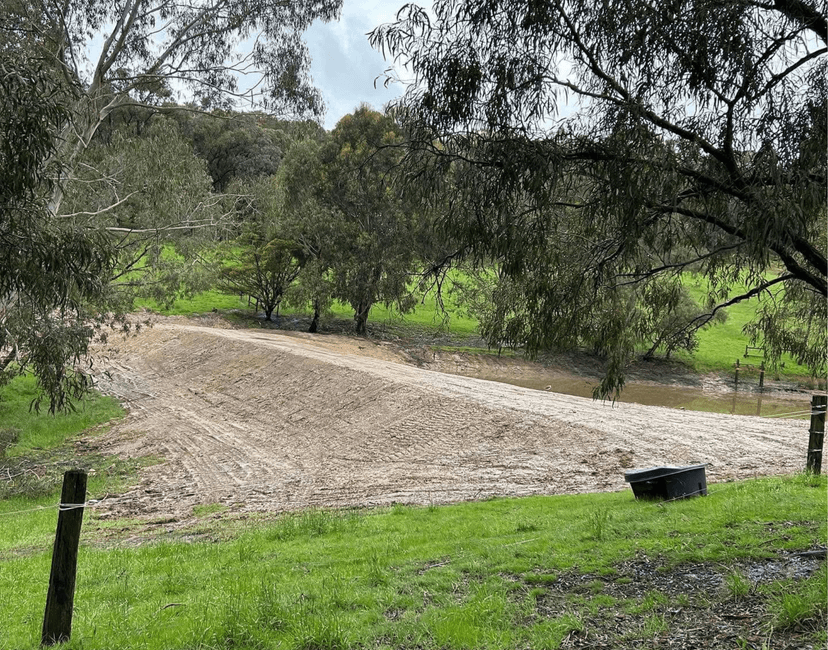 Dam construction and earthworks project in rural Victoria